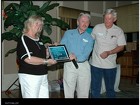 John Burke, President MCAC Reef Fund, awarding the Naming Rights to The Stuart Corinthian Yacht Club Reef. Commodore Cher and Jim Foth are accepting the award for the club.